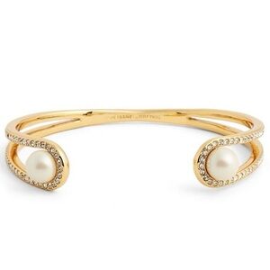 Kate Spade Gold Pearl & Crystal Open Cuff Bracelet